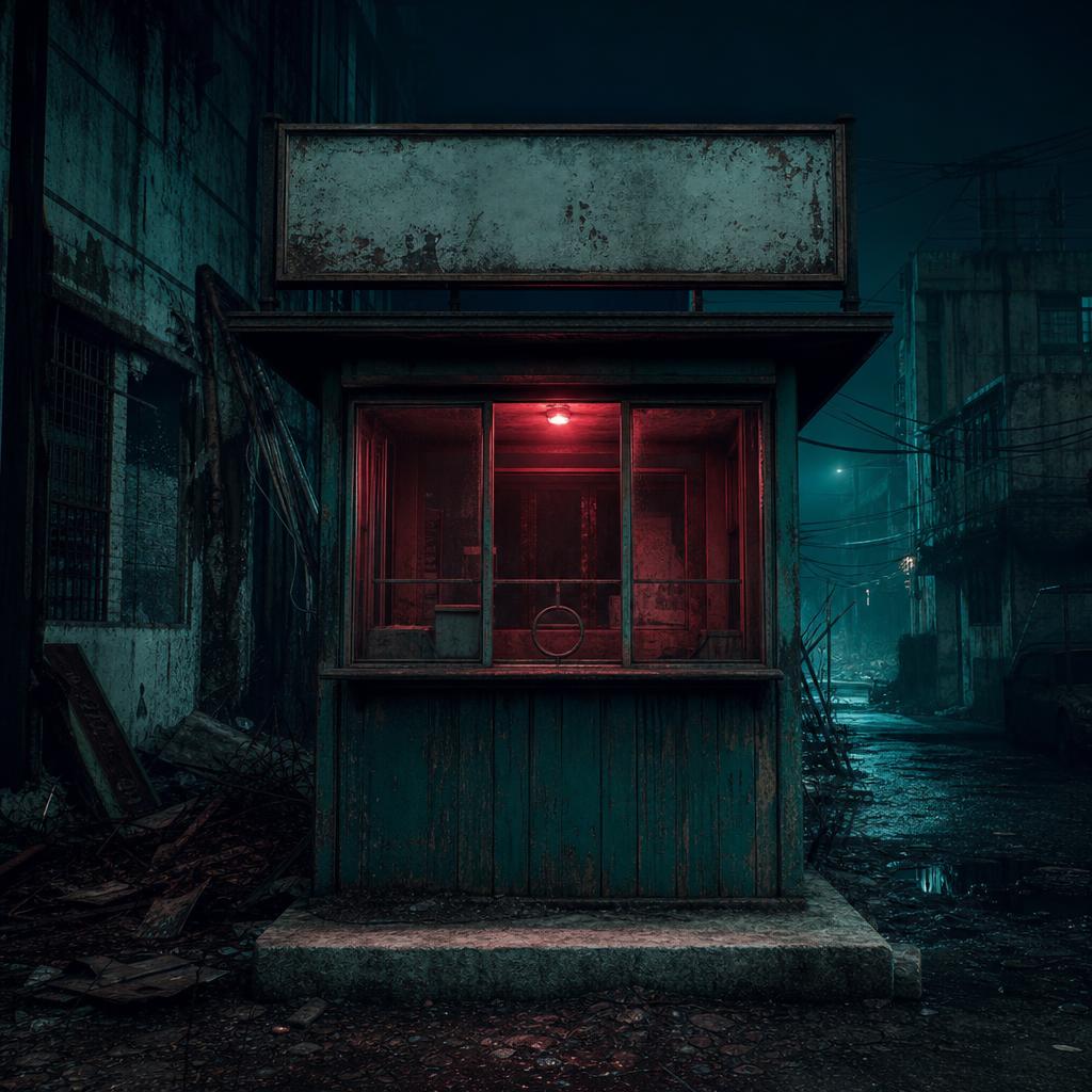 Ruin Entry, the abandoned ticket booth at the edge of the Quarantine Grid