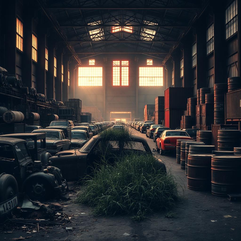 The Wasteland Highway, rows of abandoned vehicles and industrial drums
